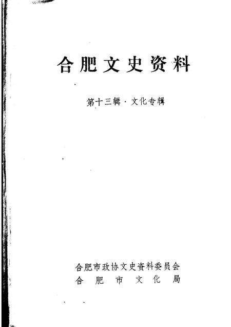 1996版合肥文史资料第13辑文化专辑.pdf电子版_安徽省志预览图1