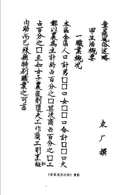 (民国)章蒸风俗述略 束厂撰、 一女标点.pdf电子版_上海市志预览图1