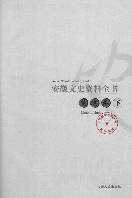 2007版安徽文史资料全书  巢湖卷下.pdf电子版_安徽省志预览图1