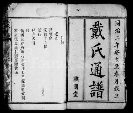 湖南戴氏族谱-戴氏通谱 [14卷,首1卷].pdf电子版预览图1