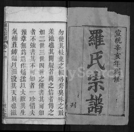 湖北罗氏族谱-罗氏宗谱 [12卷].pdf电子版预览图1