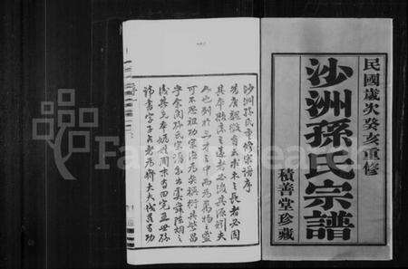 江苏孙氏族谱-沙洲孙氏宗谱 [18卷].pdf电子版预览图1