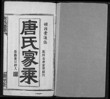 湖北唐氏族谱-唐氏家乘.pdf电子版预览图1