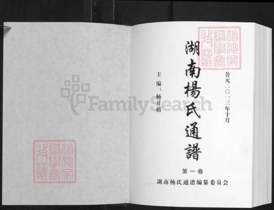 湖南省杨氏四知堂族谱-湖南杨氏通谱.pdf电子版预览图1