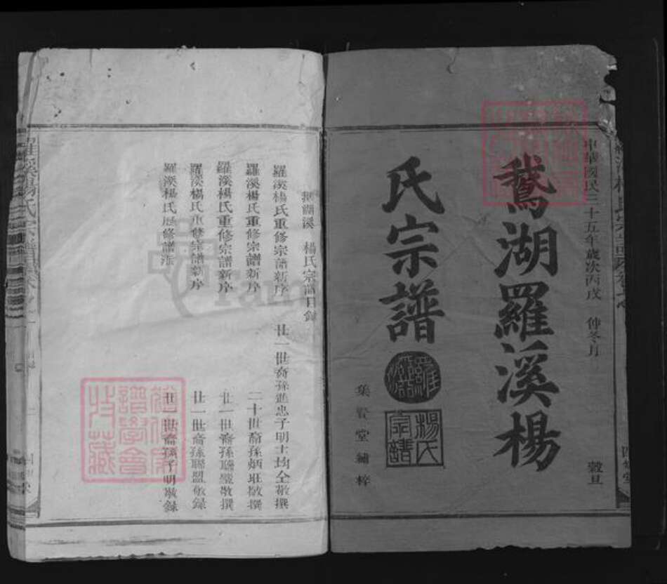 江西省上饶市铅山县鹅湖镇杨氏四知堂族谱-罗溪杨氏宗谱.pdf电子版预览图1