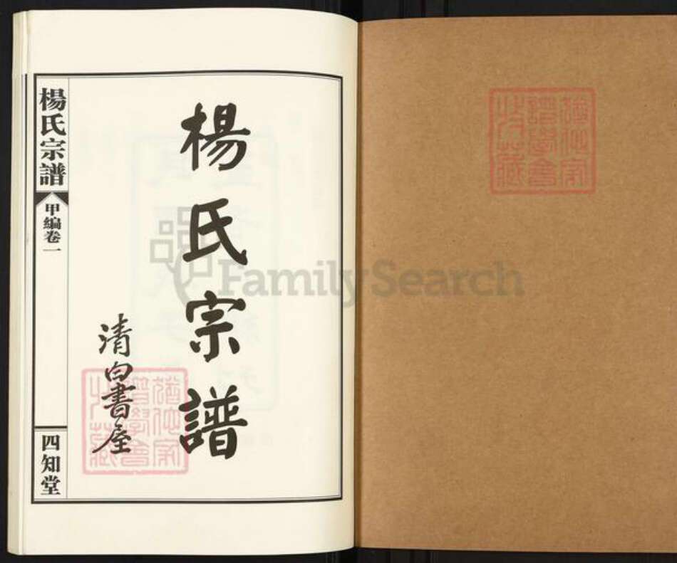 湖北省武汉市蔡甸区杨氏四知堂族谱-杨氏宗谱.pdf电子版预览图1