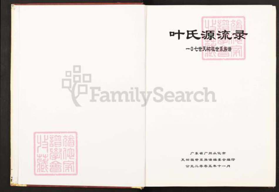 广东省广州市从化区叶氏族谱-叶氏源流录107世天祐祖世系族谱.pdf电子版预览图1