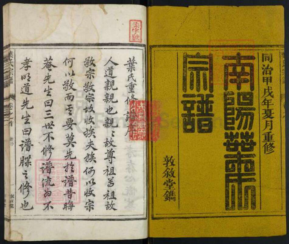 浙江省衢州开化县叶氏敦叙堂族谱-南阳叶氏宗谱.pdf电子版预览图1