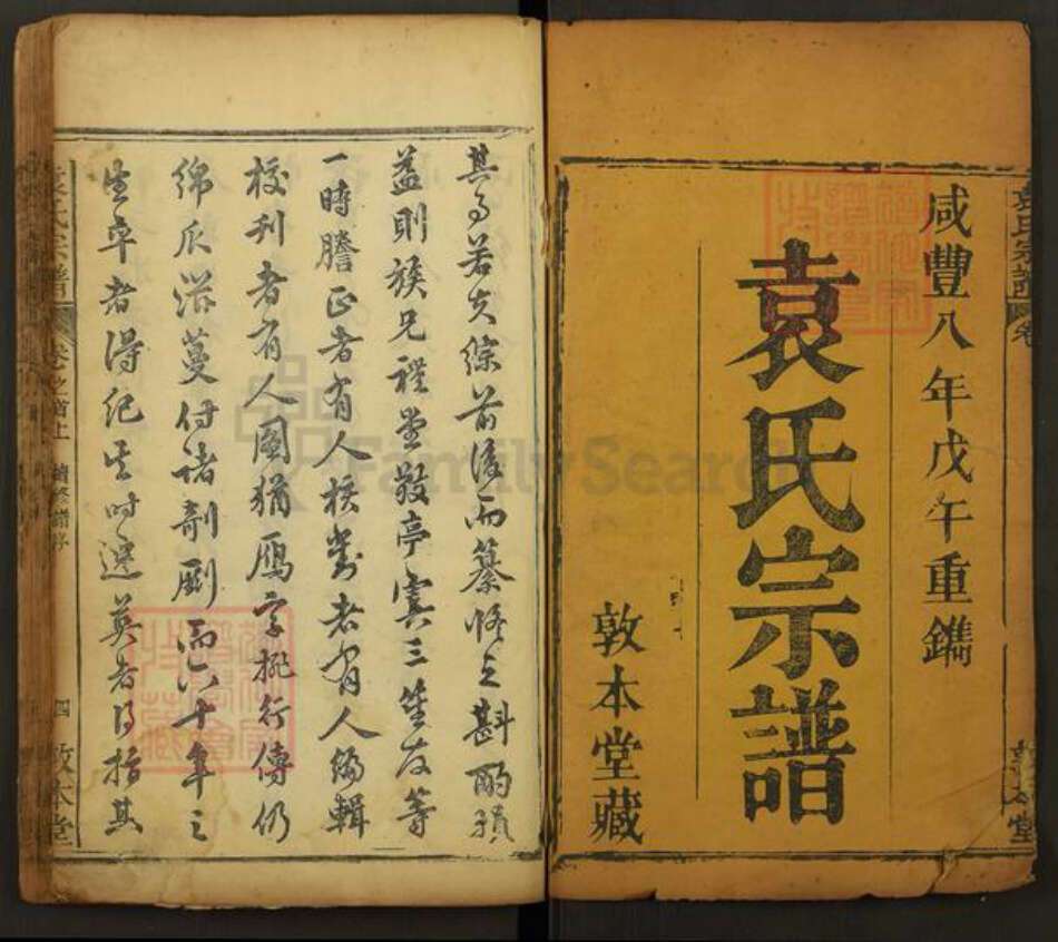 湖北省黄冈市袁氏敦本堂族谱-袁氏宗谱.pdf电子版预览图1