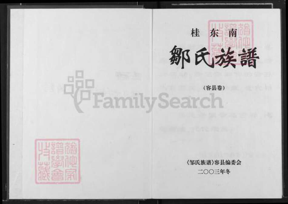 广西壮族自治区玉林容县石头镇邹氏族谱-桂东南邹氏族谱.pdf电子版预览图1