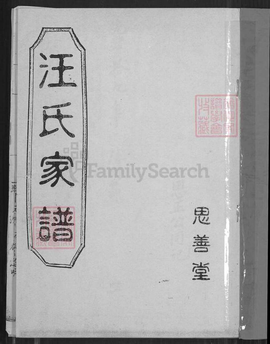 河南省濮阳市华龙区汪氏思善堂族谱-汪氏家谱.pdf电子版预览图1