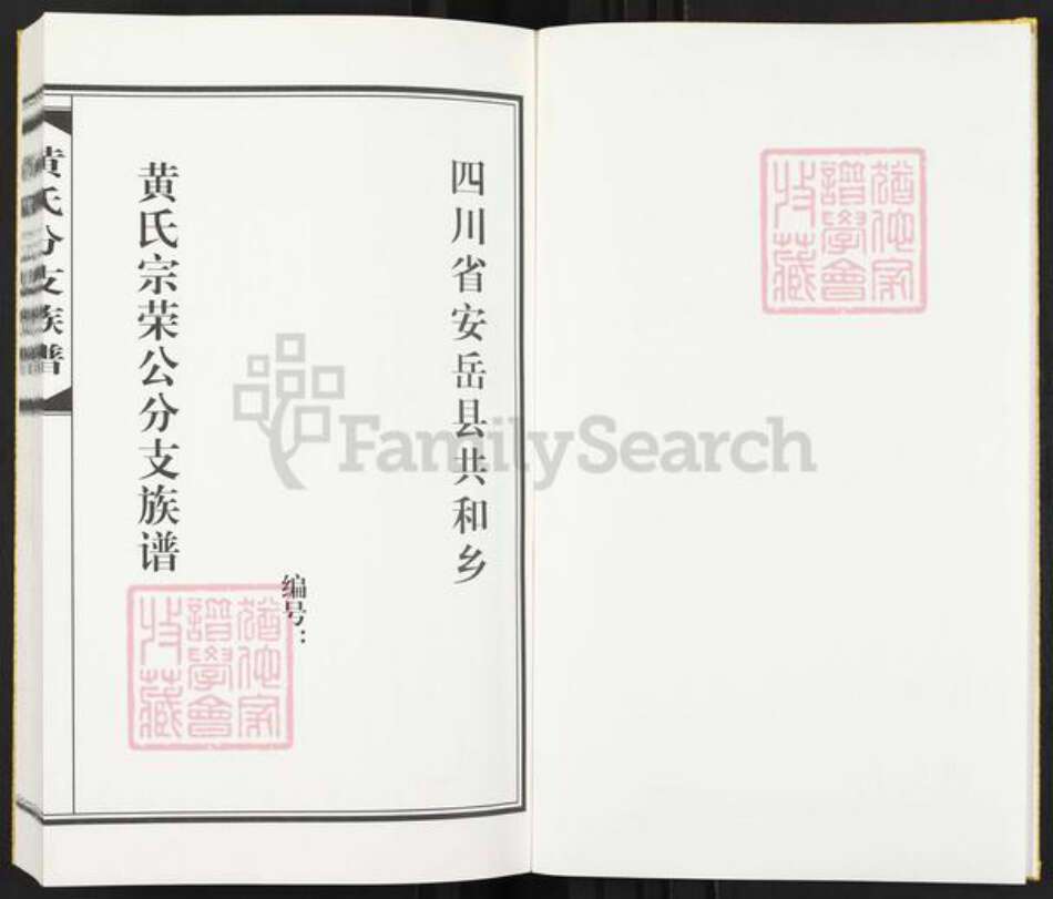 四川省资阳市安岳县四川省成都市简阳市黄；黄氏族谱-黄氏宗荣公分支族谱.pdf电子版预览图1