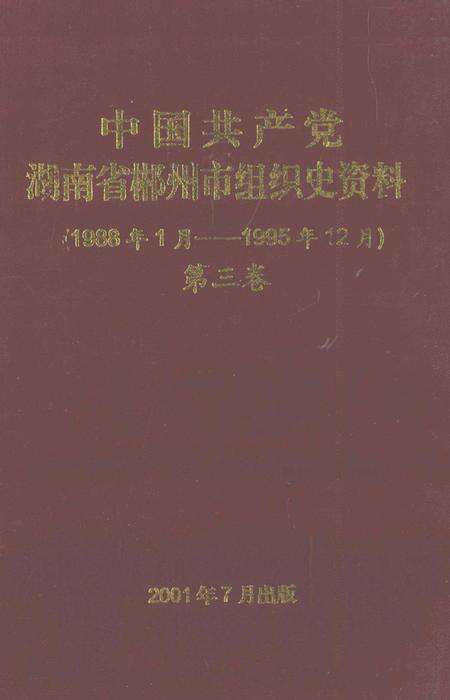 中国共产党湖南省郴州市组织史资料（1988年1月——1995年12月）第三卷.pdf电子版_湖南省志缩略图