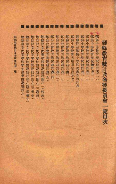 二十年度鄞县教育统计及各种委员会一览 [鄞县县教育局 编印]-1933.8.pdf电子版_浙江省志预览图1
