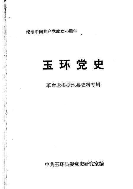 -玉环党史  革命老根据地县史料专辑  纪念中国共产党成立80周年.pdf电子版_浙江省志预览图1