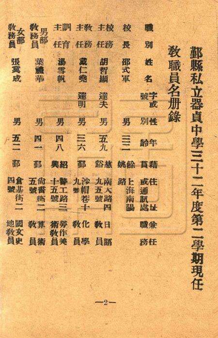 鄞县私立器贞中学初中三三级毕业同学录1944.pdf电子版_浙江省志预览图2