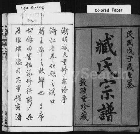 江苏臧氏族谱-臧氏宗谱 [8卷](别名：金沙湖头臧氏宗谱).pdf电子版预览图1