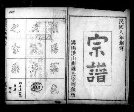 湖北罗氏族谱-洪山庙罗氏宗谱 [30卷,及卷首末](别名：汉阳罗氏五百年来之家乘、罗氏宗谱).pdf电子版预览图1