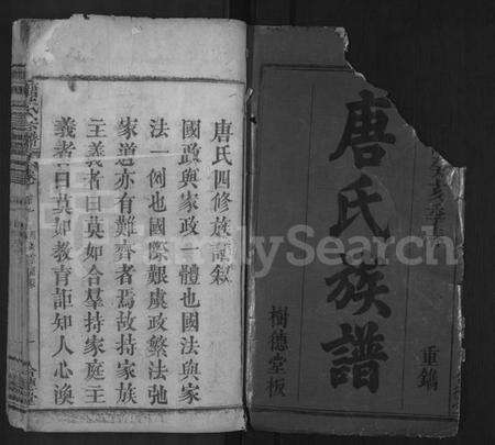 湖北唐氏族谱-唐氏四修宗谱 [6卷,首4卷](别名：唐氏宗谱、Tang Shi Si Xiu Zong Pu).pdf电子版预览图1