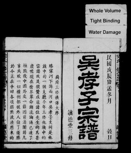 湖北吴氏族谱-吴孝子宗谱 [6卷,首1卷](别名：吴孝子宗谱、吴氏宗谱).pdf电子版预览图1
