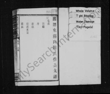 湖南陈氏族谱-东雾山陈氏仿公支谱 [8卷,首1卷].pdf电子版预览图1