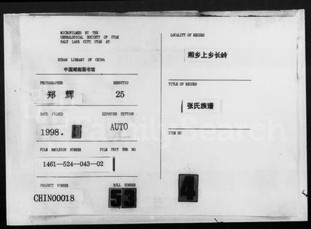 湖南张氏王氏族谱-上湘长岭张氏族谱 [14卷,首1卷].pdf电子版缩略图