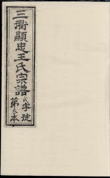 《衢州三衢瑯琊王氏宗谱》封面