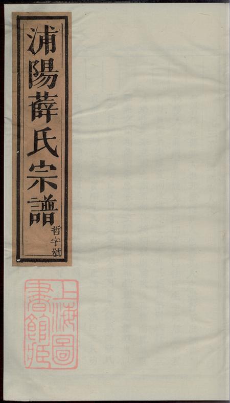 浙江浦江浦阳浦阳薛氏宗谱八卷
