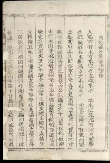 寿县六谦堂寿阳钱氏重修支谱二卷.pdf电子版下载预览图1