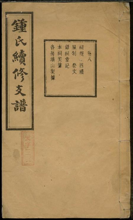 钟氏续修支谱