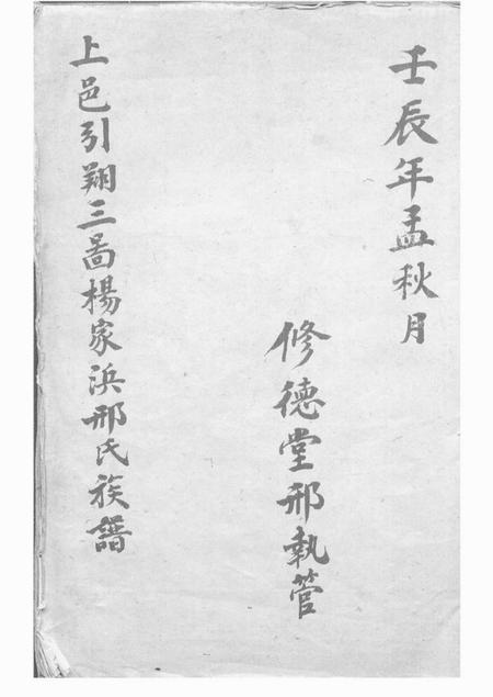 《上海修德堂上邑引翔三图杨家浜邢氏族谱不分卷》封面