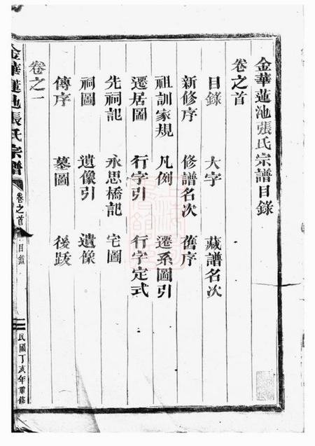 金华金华莲池张氏宗谱三卷首一卷.pdf电子版下载预览图1