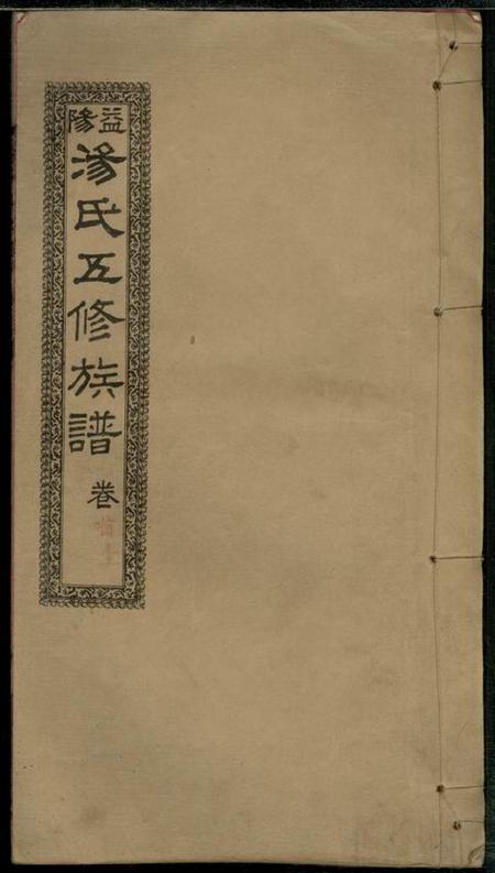 《湖南益阳挹记广通石印局益阳汤氏五修族谱十二卷首二卷末二卷》封面
