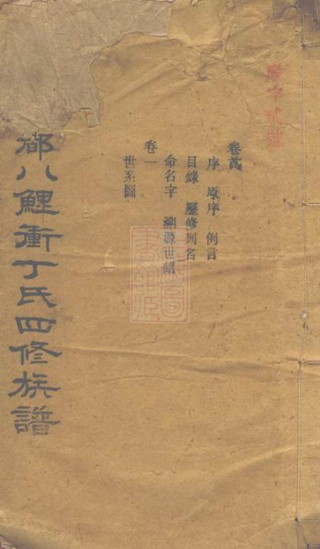 《湖南广大堂宁乡四都八鲤冲丁氏四修族谱九卷首一卷末一卷》封面
